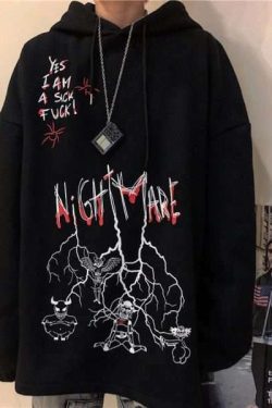 Nightmare Hoodie - Y2K Grunge & 90S Fashion, Retro Goth, Perfect For Y2K Summer & Party Outfits