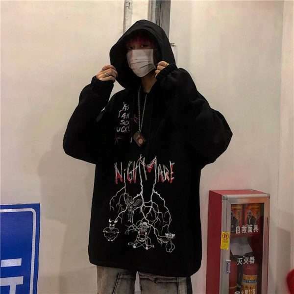 Nightmare Hoodie - Y2K Grunge & 90S Fashion, Retro Goth, Perfect For Y2K Summer & Party Outfits Nightmare Hoodie - Y2K Grunge & 90S Fashion, Retro Goth, Perfect For Y2K Summer & Party Outfits