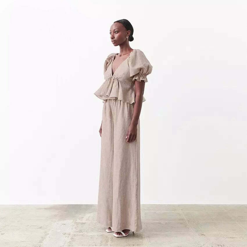 Nika Linen Set - Y2K Summer & 90S Fashion Outfit | Grunge, Retro, Pastel Goth, Baby Tees, Y Nika Linen Set - Y2K Summer & 90S Fashion Outfit | Grunge, Retro, Pastel Goth, Baby Tees, Y