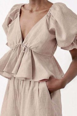 Nika Linen Set - Y2K Summer & 90S Fashion Outfit | Grunge, Retro, Pastel Goth, Baby Tees, Y