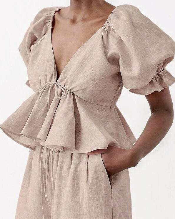 Nika Linen Set - Y2K Summer & 90S Fashion Outfit | Grunge, Retro, Pastel Goth, Baby Tees, Y Nika Linen Set - Y2K Summer & 90S Fashion Outfit | Grunge, Retro, Pastel Goth, Baby Tees, Y