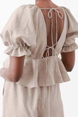 Nika Linen Set - Y2K Summer & 90S Fashion Outfit | Grunge, Retro, Pastel Goth, Baby Tees, Y