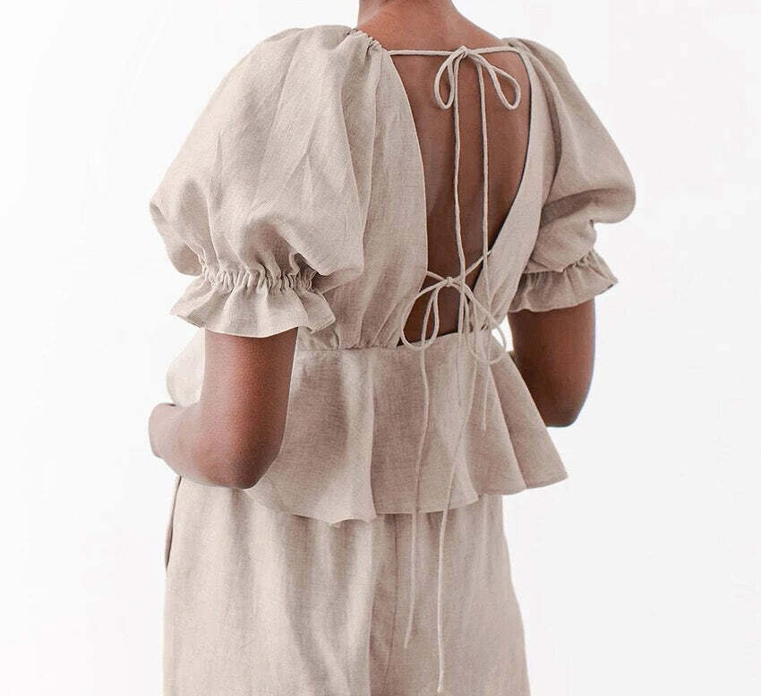 Nika Linen Set - Y2K Summer & 90S Fashion Outfit | Grunge, Retro, Pastel Goth, Baby Tees, Y Nika Linen Set - Y2K Summer & 90S Fashion Outfit | Grunge, Retro, Pastel Goth, Baby Tees, Y