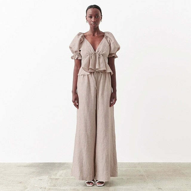 Nika Linen Set - Y2K Summer & 90S Fashion Outfit | Grunge, Retro, Pastel Goth, Baby Tees, Y Nika Linen Set - Y2K Summer & 90S Fashion Outfit | Grunge, Retro, Pastel Goth, Baby Tees, Y