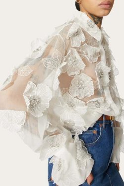 Nora Flower Blouse - Y2K Summer Retro 90S Grunge Top, Perfect For Y2K Party & Club Outfits