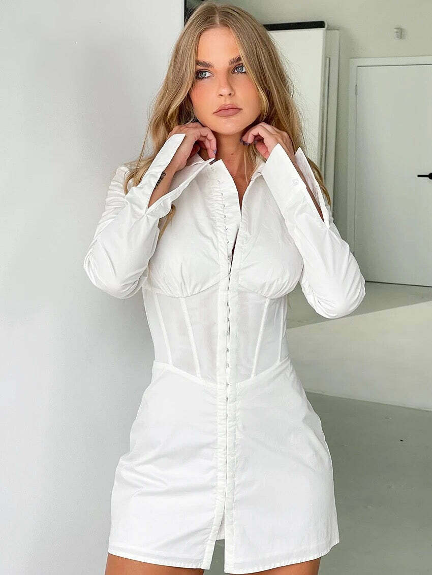 Nora Shirt Dress - Y2K Summer Grunge Outfit, 90S Fashion, Retro Style, Y2K Club & Party Look Nora Shirt Dress - Y2K Summer Grunge Outfit, 90S Fashion, Retro Style, Y2K Club & Party Look