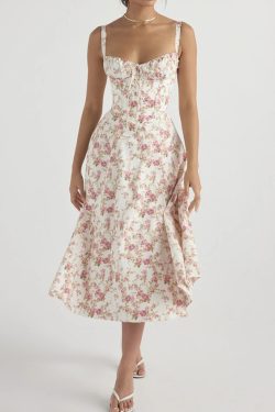 Nura Midi Dress - Y2K Summer Grunge Outfit, 90S Fashion, Retro Style, Pastel Goth Vibes