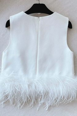 Oasis Feather Blouse - Y2K Summer, 90S Fashion, Grunge, Retro, Pastel Goth, Y2K