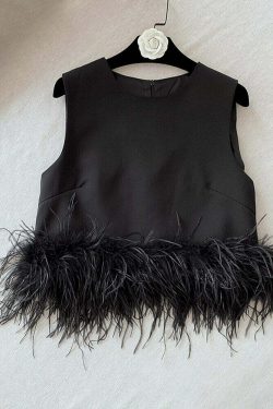 Oasis Feather Blouse - Y2K Summer, 90S Fashion, Grunge, Retro, Pastel Goth, Y2K