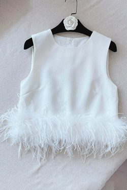 Oasis Feather Blouse - Y2K Summer, 90S Fashion, Grunge, Retro, Pastel Goth, Y2K