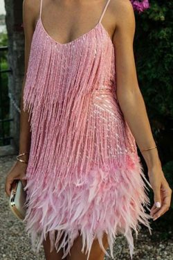 Olivia Feather Mini Dress - Y2K Summer Outfit, 90S Grunge Fashion, Retro Party Look