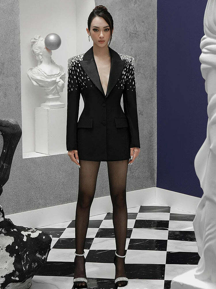 Olivia Mini Blazer Dress - Y2K Summer Grunge Outfit, 90S Fashion, Retro Style, Y2K Party Olivia Mini Blazer Dress - Y2K Summer Grunge Outfit, 90S Fashion, Retro Style, Y2K Party