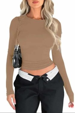 Pink Long Sleeve Crop Top - Sexy Y2K Grunge, 90S Retro, Pastel Goth, Summer & Party Outfits