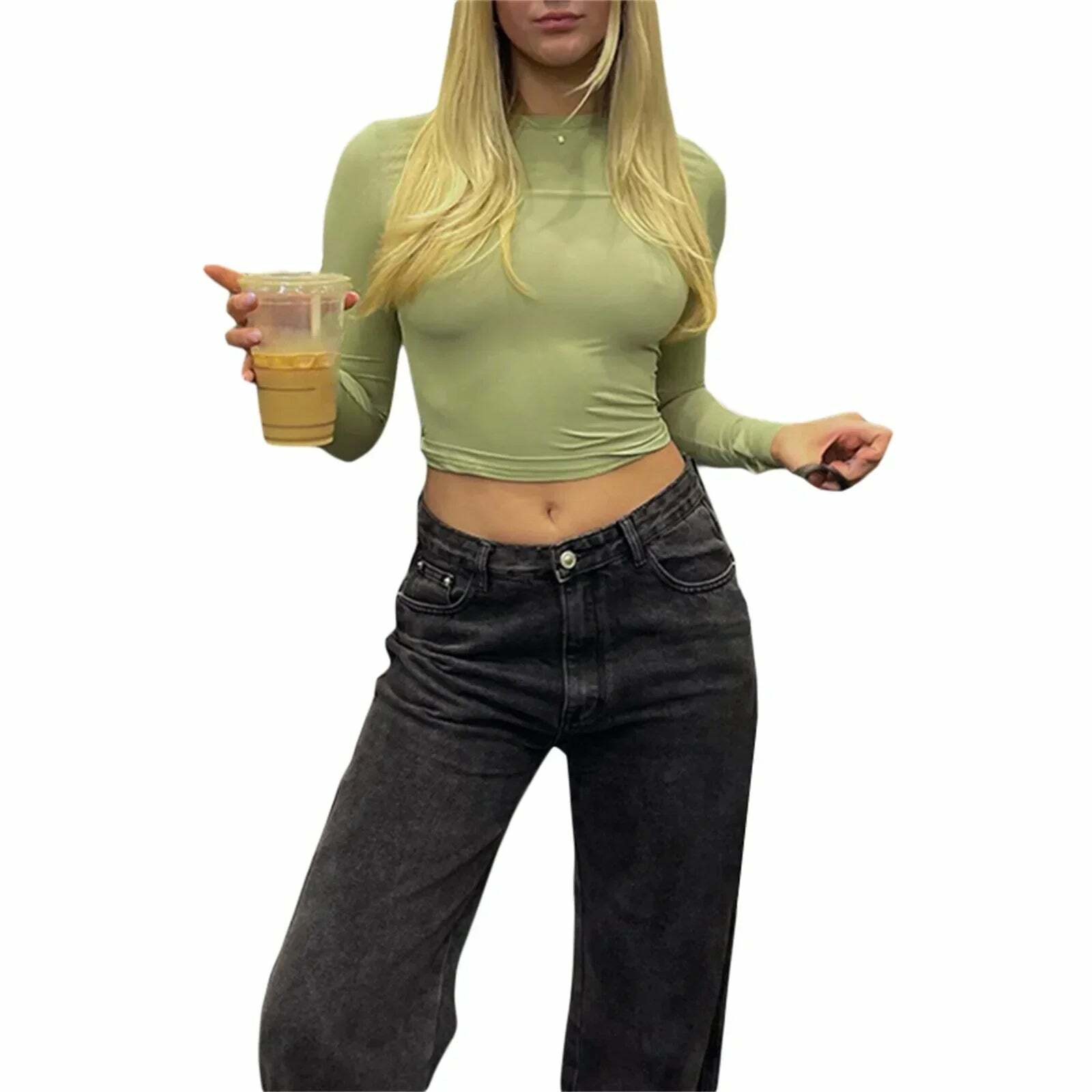 Pink Long Sleeve Crop Top - Sexy Y2K Grunge, 90S Retro, Pastel Goth, Summer & Party Outfits