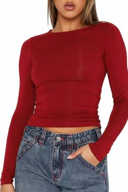 Pink Long Sleeve Crop Top - Sexy Y2K Grunge, 90S Retro, Pastel Goth, Summer & Party Outfits