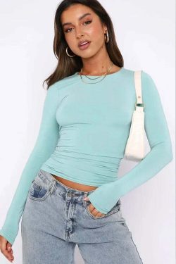Pink Long Sleeve Crop Top - Sexy Y2K Grunge, 90S Retro, Pastel Goth, Summer & Party Outfits