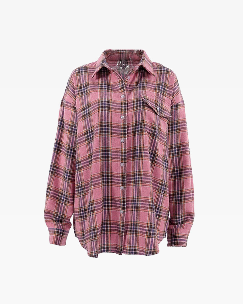 Pink Plaid Shirt - Y2K Summer Grunge Outfit, 90S Fashion, Retro Style, Y2K Club & Party Look Pink Plaid Shirt - Y2K Summer Grunge Outfit, 90S Fashion, Retro Style, Y2K Club & Party Look