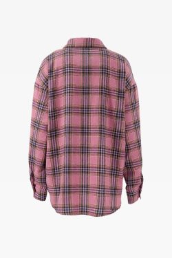 Pink Plaid Shirt - Y2K Summer Grunge Outfit, 90S Fashion, Retro Style, Y2K Club & Party Look