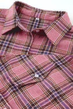Pink Plaid Shirt - Y2K Summer Grunge Outfit, 90S Fashion, Retro Style, Y2K Club & Party Look