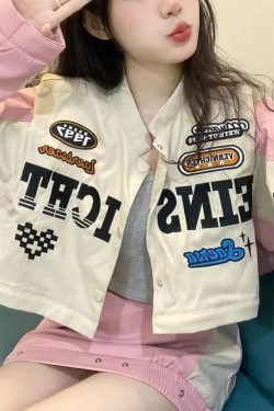 Pink Racing Jacket - Y2K Summer Grunge, 90S Retro, Y2K Club & Party Outfits, Y2K Fashion