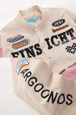 Pink Racing Jacket - Y2K Summer Grunge, 90S Retro, Y2K Club & Party Outfits, Y2K Fashion