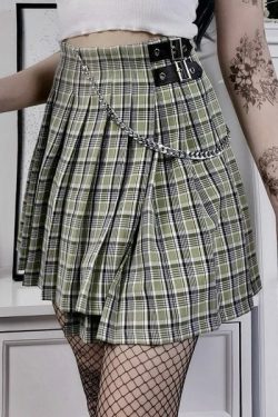 Preppy High Waist Green Skirt - Y2K Summer, 90S Fashion, Grunge, Retro, Pastel Goth Outfit