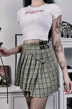 Preppy High Waist Green Skirt - Y2K Summer, 90S Fashion, Grunge, Retro, Pastel Goth Outfit