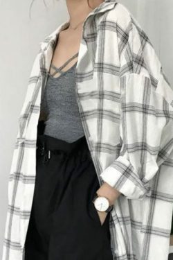 Raelynn Women Plaid Long Sleeve - Y2K Grunge 90S Fashion, Retro Summer Outfits, Y2K Club Style