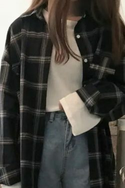 Raelynn Women Plaid Long Sleeve - Y2K Grunge 90S Fashion, Retro Summer Outfits, Y2K Club Style