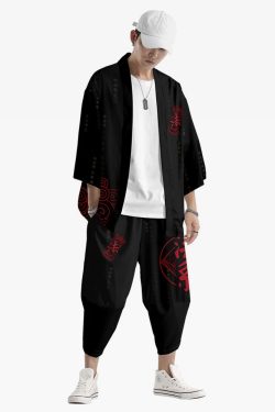 Red And Black Haori - Y2K Grunge, 90S Fashion, Retro Style, Gothic Y2K, Summer Y2K Out