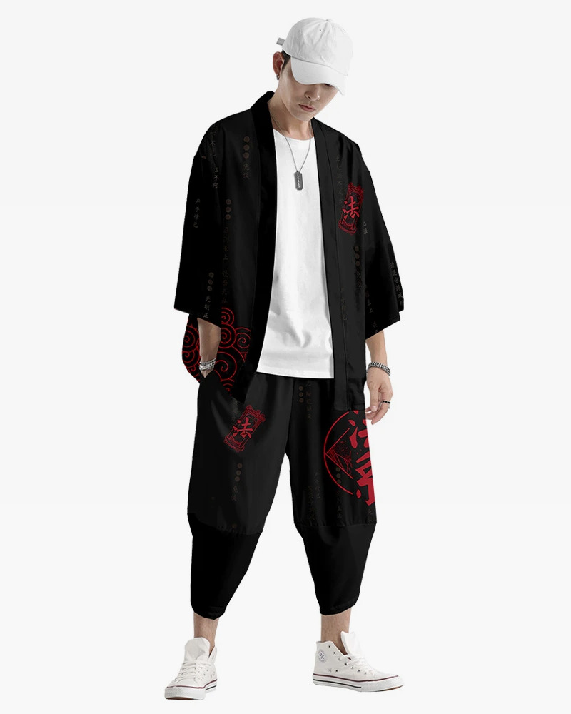 Red And Black Haori - Y2K Grunge, 90S Fashion, Retro Style, Gothic Y2K, Summer Y2K Out Red And Black Haori - Y2K Grunge, 90S Fashion, Retro Style, Gothic Y2K, Summer Y2K Out