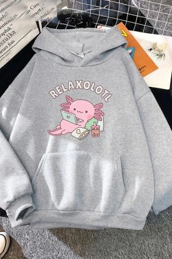 Relaxolotl Hoodie - Y2K Summer Grunge, 90S Retro, Pastel Goth, And Popstar Fashion For Women