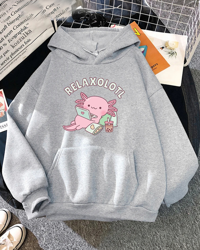 Relaxolotl Hoodie - Y2K Summer Grunge, 90S Retro, Pastel Goth, And Popstar Fashion For Women Relaxolotl Hoodie - Y2K Summer Grunge, 90S Retro, Pastel Goth, And Popstar Fashion For Women