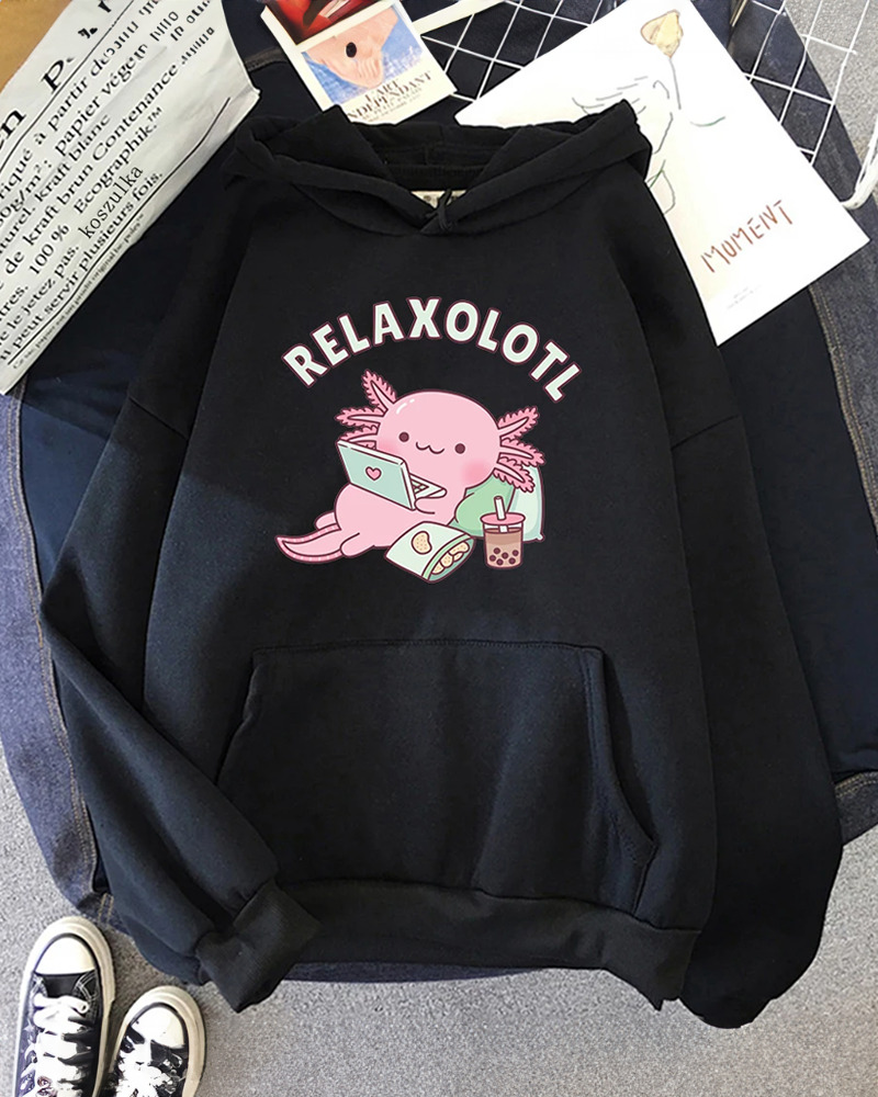 Relaxolotl Hoodie - Y2K Summer Grunge, 90S Retro, Pastel Goth, And Popstar Fashion For Women Relaxolotl Hoodie - Y2K Summer Grunge, 90S Retro, Pastel Goth, And Popstar Fashion For Women