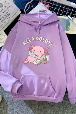 Relaxolotl Hoodie - Y2K Summer Grunge, 90S Retro, Pastel Goth, And Popstar Fashion For Women