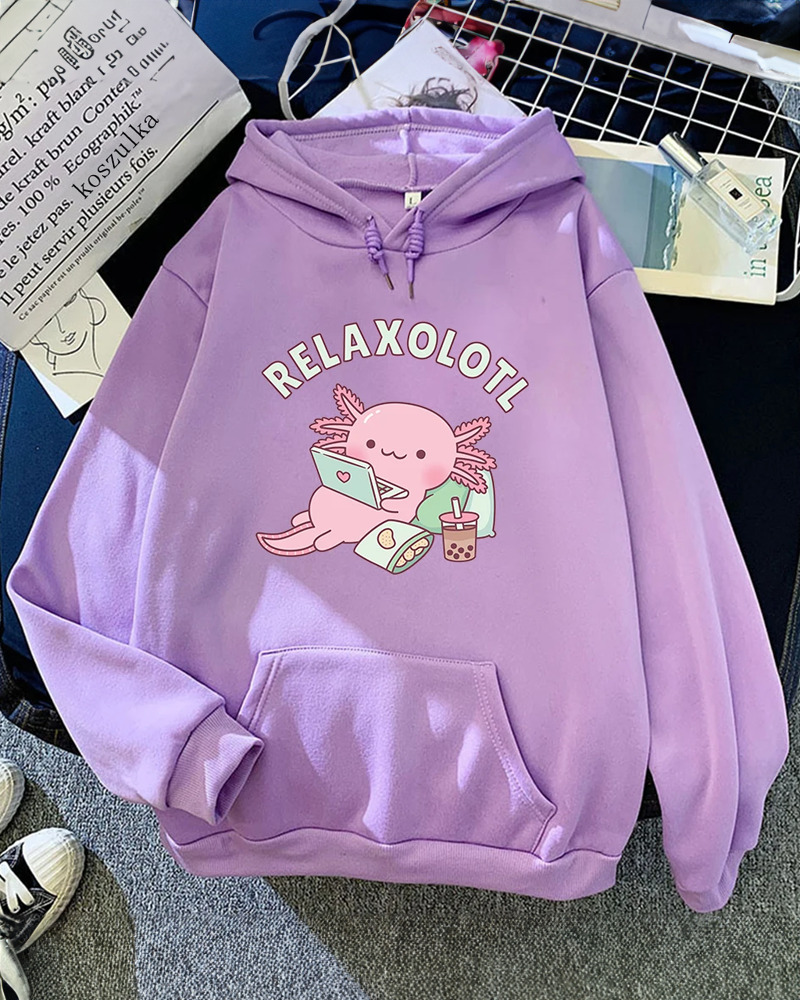 Relaxolotl Hoodie - Y2K Summer Grunge, 90S Retro, Pastel Goth, And Popstar Fashion For Women Relaxolotl Hoodie - Y2K Summer Grunge, 90S Retro, Pastel Goth, And Popstar Fashion For Women