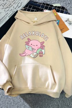 Relaxolotl Hoodie - Y2K Summer Grunge, 90S Retro, Pastel Goth, And Popstar Fashion For Women