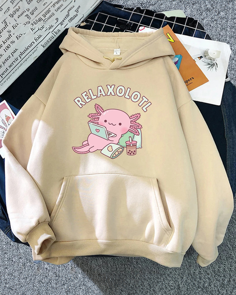 Relaxolotl Hoodie - Y2K Summer Grunge, 90S Retro, Pastel Goth, And Popstar Fashion For Women Relaxolotl Hoodie - Y2K Summer Grunge, 90S Retro, Pastel Goth, And Popstar Fashion For Women