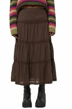 Retro Brown A-Line Long Skirt - Y2K Summer, 90S Grunge, Casual Elastic Waist, Pleated S-L