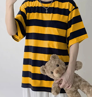 Riley Striped Short Sleeve Loose Shirt - Y2K Summer Grunge, 90S Retro, Pastel Goth, Y2K Club Outfit