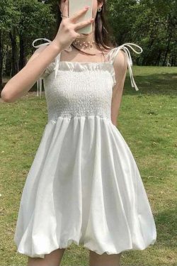 Rimocy Sweet Spaghetti Strap Y2K White Mini Dress - 90S Grunge Summer Party Outfit For Women