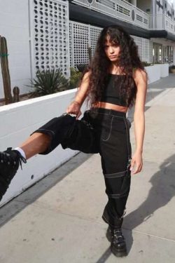 Rockmore High Waist Black Cargo Pants - Y2K Grunge, 90S Fashion, Retro Style, Y2K Summer Outfits