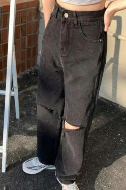 Ruby Grunge Ripped Jeans - Y2K Summer, 90S Fashion, Retro Style, Gothic Y2K, Y2K Club Out