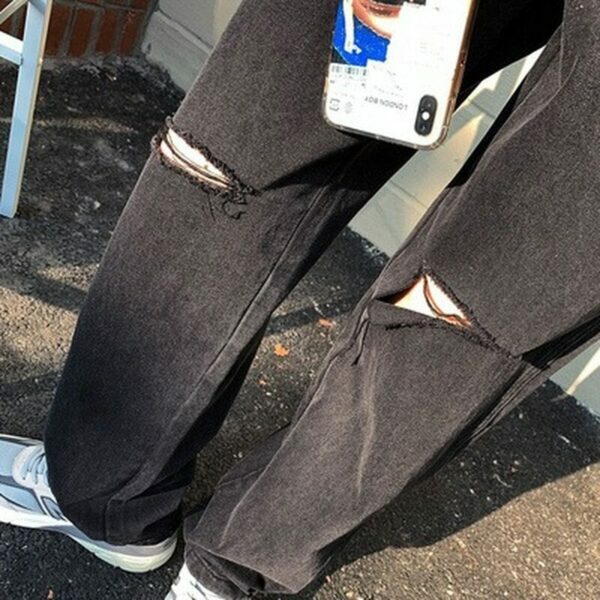 Ruby Grunge Ripped Jeans - Y2K Summer, 90S Fashion, Retro Style, Gothic Y2K, Y2K Club Out