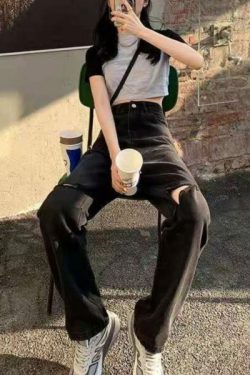 Ruby Grunge Ripped Jeans - Y2K Summer, 90S Fashion, Retro Style, Gothic Y2K, Y2K Club Out