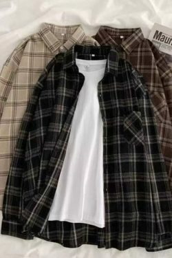 Rylee Vintage Plaid Long Sleeve - Y2K Grunge, 90S Fashion, Retro Summer Outfit