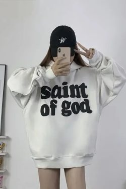 Saint Of God Hoodie - Y2K Summer Grunge, 90S Retro, Gothic Y2K, Pastel Goth, Y2K
