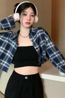 Samantha Long Sleeve Cropped Blouse - Y2K Summer, 90S Grunge, Retro, Pastel Goth, Y2K Party