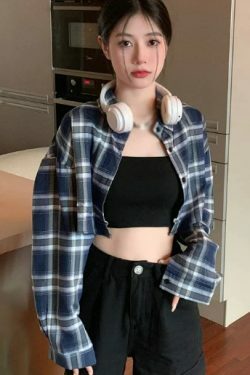 Samantha Long Sleeve Cropped Blouse - Y2K Summer, 90S Grunge, Retro, Pastel Goth, Y2K Party