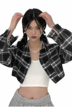 Samantha Long Sleeve Cropped Blouse - Y2K Summer, 90S Grunge, Retro, Pastel Goth, Y2K Party